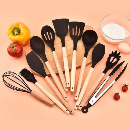 12-Piece Silicone Kitchen Utensil Set – Non-Stick Cooking Tools with Measuring Spoons